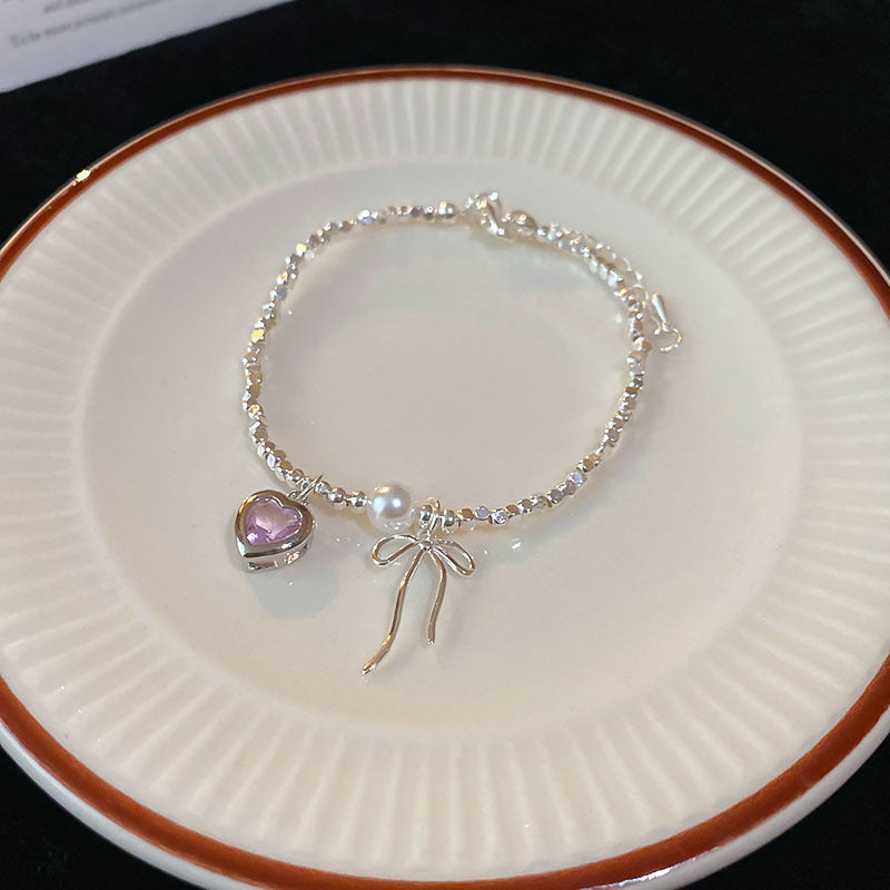 Wholesale Tide Elegant Pearl Crystal Jade Double Circle Bracelet Niche Personality Bracelet Fashion High Sense Bracelet